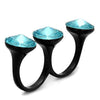 WildKlass Stainless Steel Ring IP Black Women Top Grade Crystal Sea Blue-WildKlass Jewelry