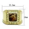WildKlass Stainless Steel Ring IP GoldMen Semi-Precious Smoked Quartz-WildKlass Jewelry