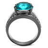 WildKlass Stainless Steel Ring IP Light Black (IP Gun) Women Top Grade Crystal Blue Zircon-WildKlass Jewelry