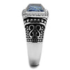 WildKlass Stainless Steel Ring High Polished Men Semi-Precious Capri Blue-WildKlass Jewelry