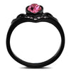 WildKlass Stainless Steel Ring IP Black Women Top Grade Crystal Rose-WildKlass Jewelry
