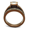 WildKlass Stainless Steel Ring IP Coffee Light Women AAA Grade CZ Champagne-WildKlass Jewelry
