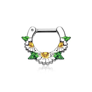 Septum Clicker 16g 14g 6mm Daisy Garden Icon Tragus Ring-WildKlass Jewelry