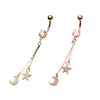 WildKlass Navel with Clear Gem in Star and Moon Dangle Charm 14g 7/16-WildKlass Jewelry