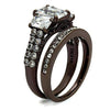 WildKlass Stainless Steel Ring IP Dark Brown (IP Coffee) Women AAA Grade CZ Clear-WildKlass Jewelry
