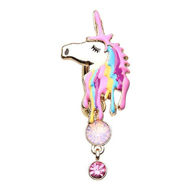 Golden Magical Unicorn WildKlass Belly Button Ring-WildKlass Jewelry
