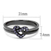 WildKlass Stainless Steel Ring IP Light Black (IP Gun) Women Top Grade Crystal Light Amethyst-WildKlass Jewelry