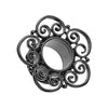 Blackline Floral Filigree Single Flared Tunnel WildKlass Plug-WildKlass Jewelry