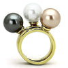 WildKlass Stainless Pearl Steel Ring IP Gold Women Synthetic Multi Color-WildKlass Jewelry