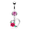 1-Gem/Heart w/ Flower WildKlass Navel Ring-WildKlass Jewelry