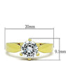 WildKlass Stainless Steel Solitaire Ring IP Gold Women AAA Grade CZ Clear-WildKlass Jewelry