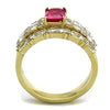 WildKlass Stainless Steel Ring IP Gold Women AAA Grade CZ Ruby-WildKlass Jewelry