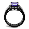 WildKlass Stainless Steel Ring IP Women AAA Grade CZ Tanzanite-WildKlass Jewelry
