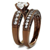 WildKlass Stainless Steel Ring IP Coffee Light Women AAA Grade CZ Clear-WildKlass Jewelry