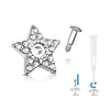 WildKlass Crystal Paved Star Dermal Anchor Jacket with 316L Surgical Steel Screw on Post-WildKlass Jewelry