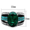 WildKlass Stainless Steel Ring IP Light Black (IP Gun) Women Top Grade Crystal Emerald-WildKlass Jewelry