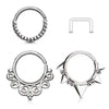 WILDKLASS 3 Pcs Value Pack Assorted Half Circle Bendable Nose Septum and Ear Cartilage Hoops with Free Clear Retainer-WildKlass Jewelry