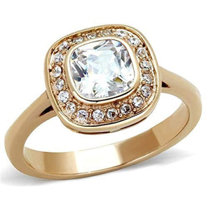 WildKlass Stainless Steel Ring IP Rose Gold Women AAA Grade CZ Clear-WildKlass Jewelry