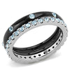 WildKlass Stainless Steel Ring Two-Tone IP Black Women Top Grade Crystal Sea Blue-WildKlass Jewelry