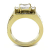 WildKlass Stainless Steel Ring IP GoldMen AAA Grade CZ Clear-WildKlass Jewelry
