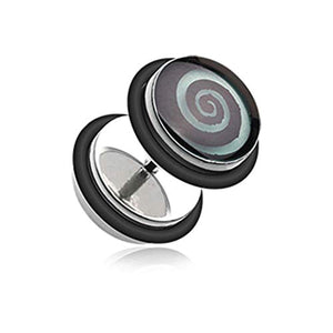 Glow in the Dark Hypnotic Swirl Steel WildKlass Fake Plug with O-Rings-WildKlass Jewelry