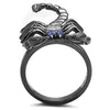 WildKlass Stainless Steel Ring IP Light Black (IP Gun) Women Top Grade Crystal Sapphire-WildKlass Jewelry