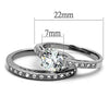 WildKlass Stainless Steel Ring High Polished Women AAA Grade CZ Clear-WildKlass Jewelry