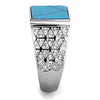 WildKlass Stainless Steel Ring High Polished Men Synthetic Sea Blue-WildKlass Jewelry