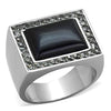 WildKlass Stainless Steel Ring High Polished (no Plating) Men Synthetic Smoked Quartz-WildKlass Jewelry