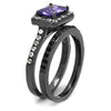 WildKlass Stainless Steel Ring IP Light Black (IP Gun) Women AAA Grade CZ Tanzanite-WildKlass Jewelry