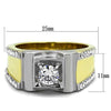 WildKlass Stainless Steel Ring Two-Tone IP Gold Men AAA Grade CZ Clear-WildKlass Jewelry