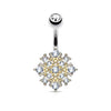 Gem Paved Starburst 316L Surgical Steel WildKlass Belly Button Navel Rings-WildKlass Jewelry