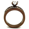 WildKlass Stainless Steel Ring IP Coffee Light Women AAA Grade CZ Clear-WildKlass Jewelry