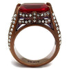 WildKlass Stainless Steel Ring IP Coffee Light Women Synthetic Garnet-WildKlass Jewelry