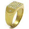 WildKlass Stainless Steel Ring IP GoldMen Top Grade Crystal Clear-WildKlass Jewelry