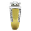 WildKlass Stainless Steel Ring Two-Tone IP Gold Men AAA Grade CZ Clear-WildKlass Jewelry