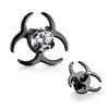 WildKlass Clear CZ Centered Biohazard Symbol Internally Threaded 316L Surgical Steel Dermal Top-WildKlass Jewelry