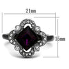 WildKlass Stainless Steel Ring Two-Tone IP Black Women Top Grade Crystal Fuchsia-WildKlass Jewelry