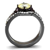 WildKlass Stainless Steel Ring IP Light Black (IP Gun) & IP Dark Brown (IP Coffee) Women AAA Grade CZ Citrine Yellow-WildKlass Jewelry