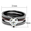 WildKlass Stainless Steel Ring IP Light Black (IP Gun) & IP Dark Brown (IP Coffee) Women AAA Grade CZ Clear-WildKlass Jewelry