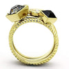 WildKlass Stainless Stackable Steel Ring IP Gold Women Top Grade Crystal Jet-WildKlass Jewelry