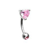 Heart Shape Gem Prong WildKlass Curved Barbell Eyebrow Ring-WildKlass Jewelry
