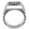 WildKlass Stainless Steel Ring High Polished Men Semi-Precious Jet-WildKlass Jewelry