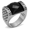 WildKlass Stainless Steel Ring High Polished Men Synthetic Jet-WildKlass Jewelry