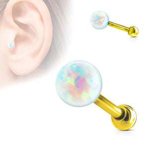 Opal Ball Internally Threaded 316L Surgical Steel WildKlass Cartilage/Tragus Barbell Stud Rings-WildKlass Jewelry