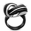 WildKlass Stainless Steel Ring Two-Tone IP Black Women-WildKlass Jewelry