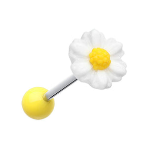 Adorable Daisy Acrylic WildKlass Barbell Tongue Ring-WildKlass Jewelry