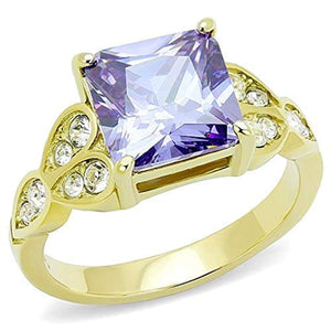 WildKlass Stainless Steel Ring IP Gold Women AAA Grade CZ Light Amethyst-WildKlass Jewelry