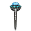 WildKlass Stainless Steel Ring IP Light Black (IP Gun) Women Top Grade Crystal Sea Blue-WildKlass Jewelry