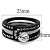 WildKlass Stainless Steel Ring Two-Tone IP Black Women AAA Grade CZ Clear-WildKlass Jewelry